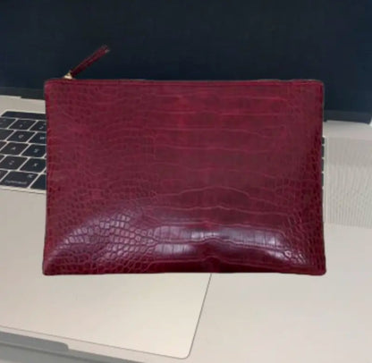 Burgundy Crocodile clutch